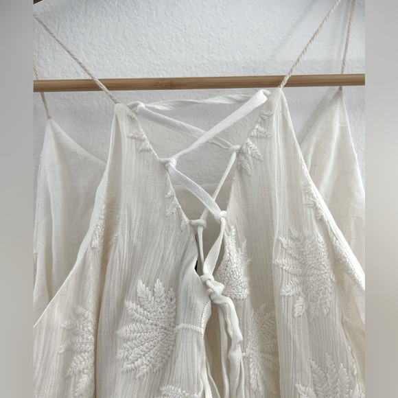 NWT Doe & Rae Patterned Tank with Criss Cross Back, Off White Sz M - Picture 5 of 8